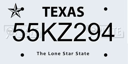 55KZ294 Texas License Plate