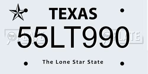 55LT990 Texas License Plate