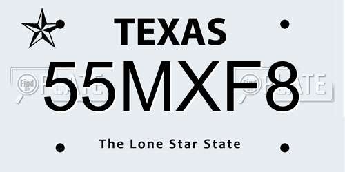 55MXF8 Texas License Plate