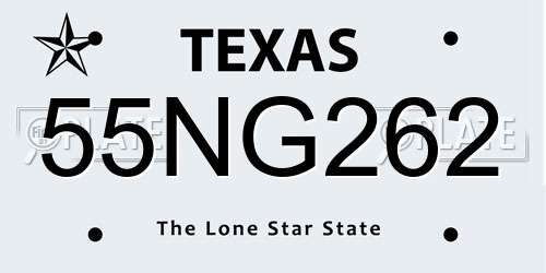 55NG262 Texas License Plate