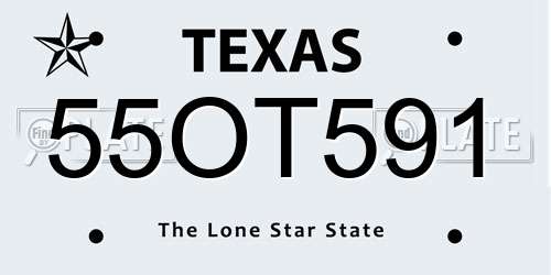 55OT591 Texas License Plate