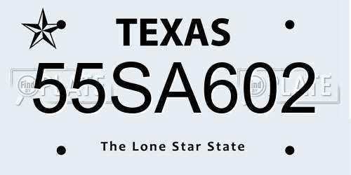 55SA602 Texas License Plate