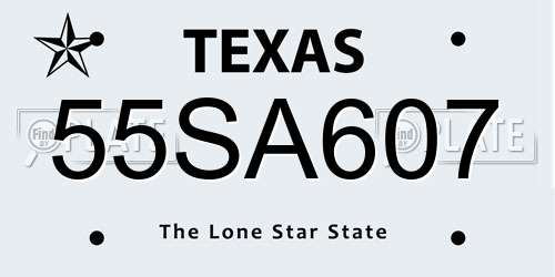 55SA607 Texas License Plate