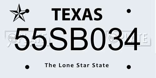 55SB034 Texas License Plate