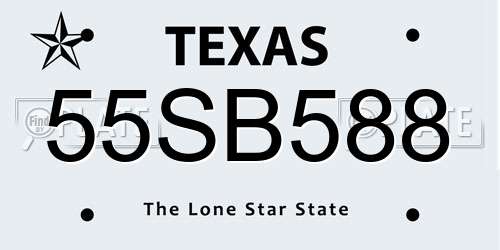 55SB588 Texas License Plate