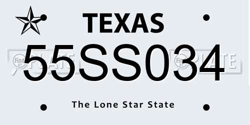 55SS034 Texas License Plate