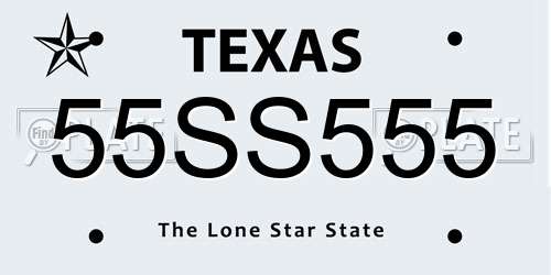 55SS555 Texas License Plate