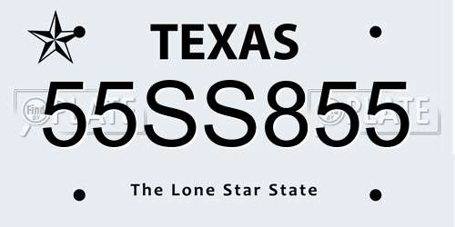 55SS855 Texas License Plate