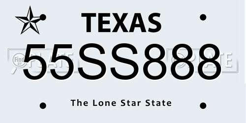 55SS888 Texas License Plate