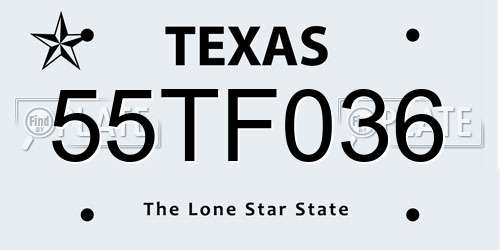 55TF036 Texas License Plate