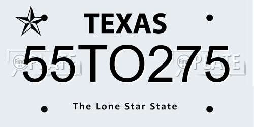 55TO275 Texas License Plate