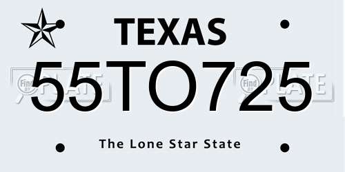 55TO725 Texas License Plate