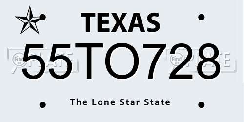 55TO728 Texas License Plate