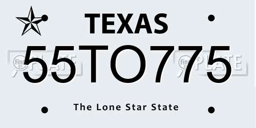 55TO775 Texas License Plate