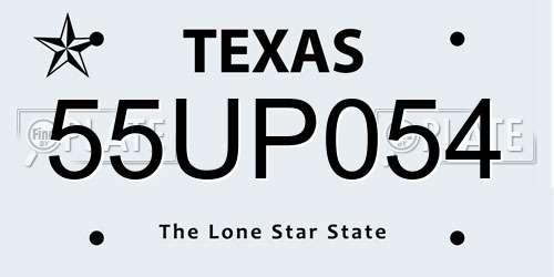 55UP054 Texas License Plate