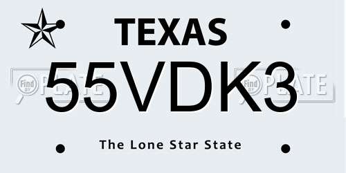 55VDK3 Texas License Plate