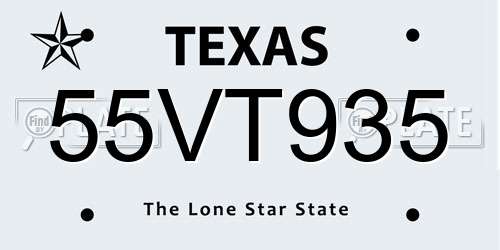 55VT935 Texas License Plate