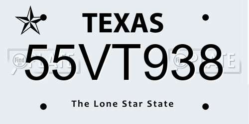 55VT938 Texas License Plate