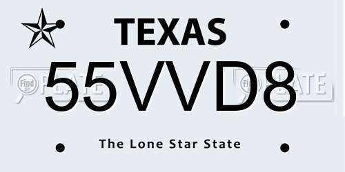 55VVD8 Texas License Plate