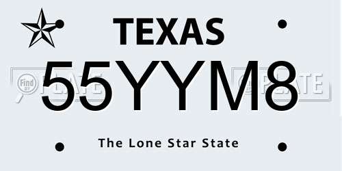 55YYM8 Texas License Plate