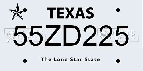 55ZD225 Texas License Plate