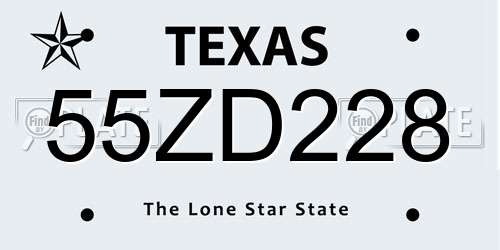 55ZD228 Texas License Plate