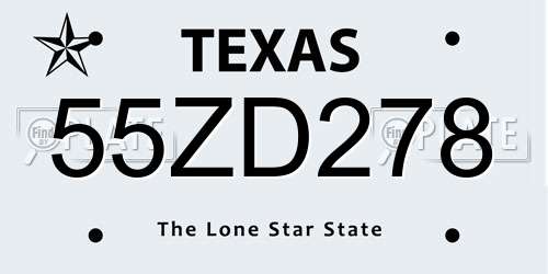 55ZD278 Texas License Plate