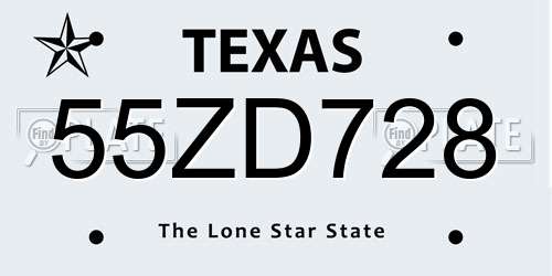 55ZD728 Texas License Plate