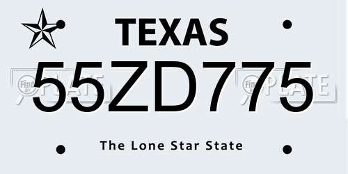55ZD775 Texas License Plate