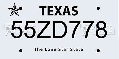55ZD778 Texas License Plate