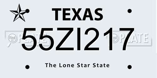 55ZI217 Texas License Plate