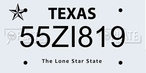 55ZI819 Texas License Plate