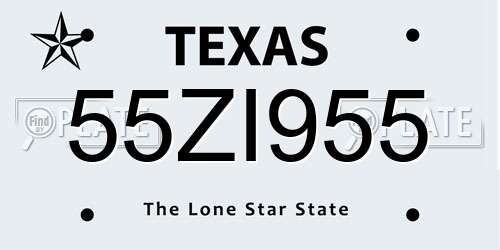 55ZI955 Texas License Plate