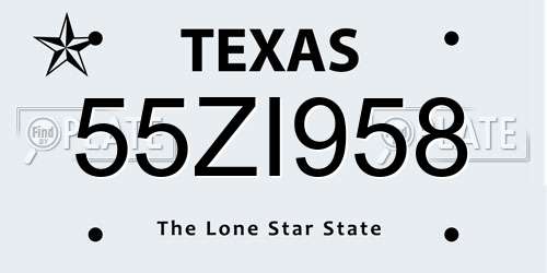 55ZI958 Texas License Plate