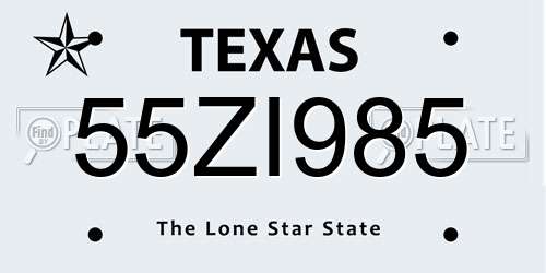55ZI985 Texas License Plate