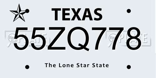 55ZQ778 Texas License Plate