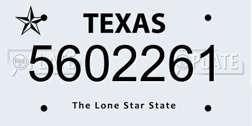5602261 Texas License Plate