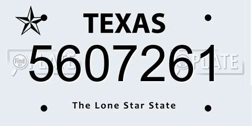 5607261 Texas License Plate