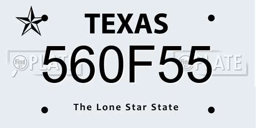 560F55 Texas License Plate