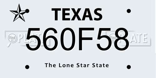 560F58 Texas License Plate
