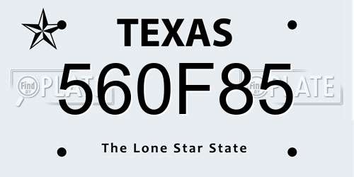 560F85 Texas License Plate