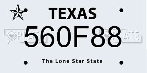 560F88 Texas License Plate