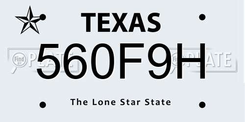 560F9H Texas License Plate