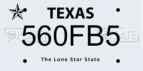 560FB5 Texas License Plate