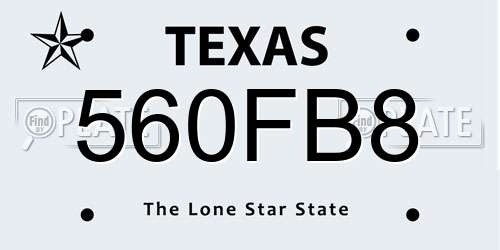 560FB8 Texas License Plate
