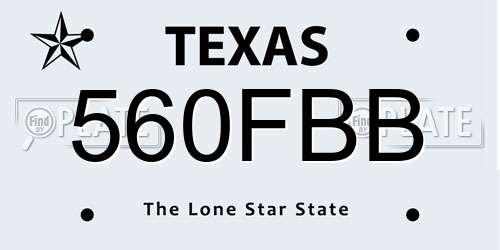 560FBB Texas License Plate