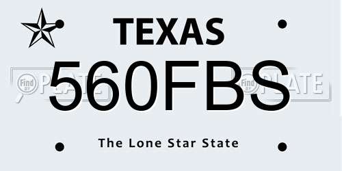 560FBS Texas License Plate