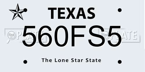 560FS5 Texas License Plate