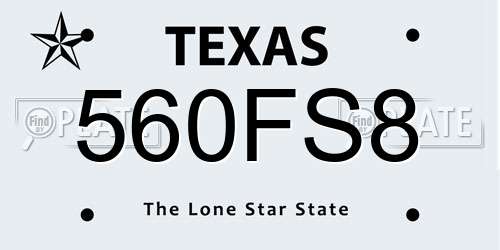 560FS8 Texas License Plate