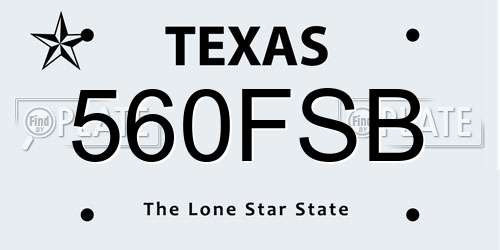 560FSB Texas License Plate